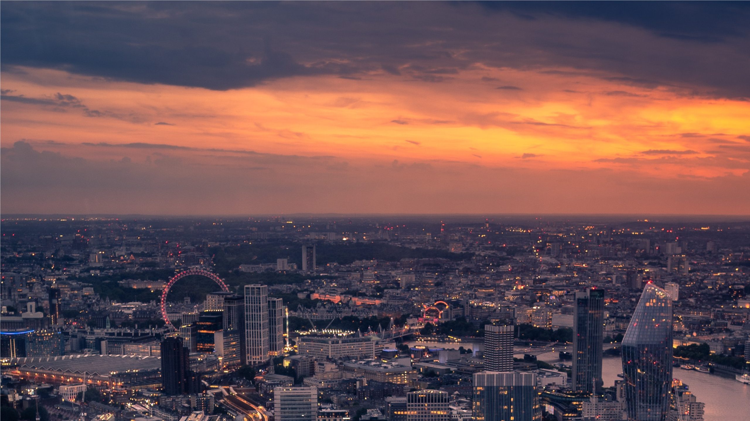 View of London at dawn