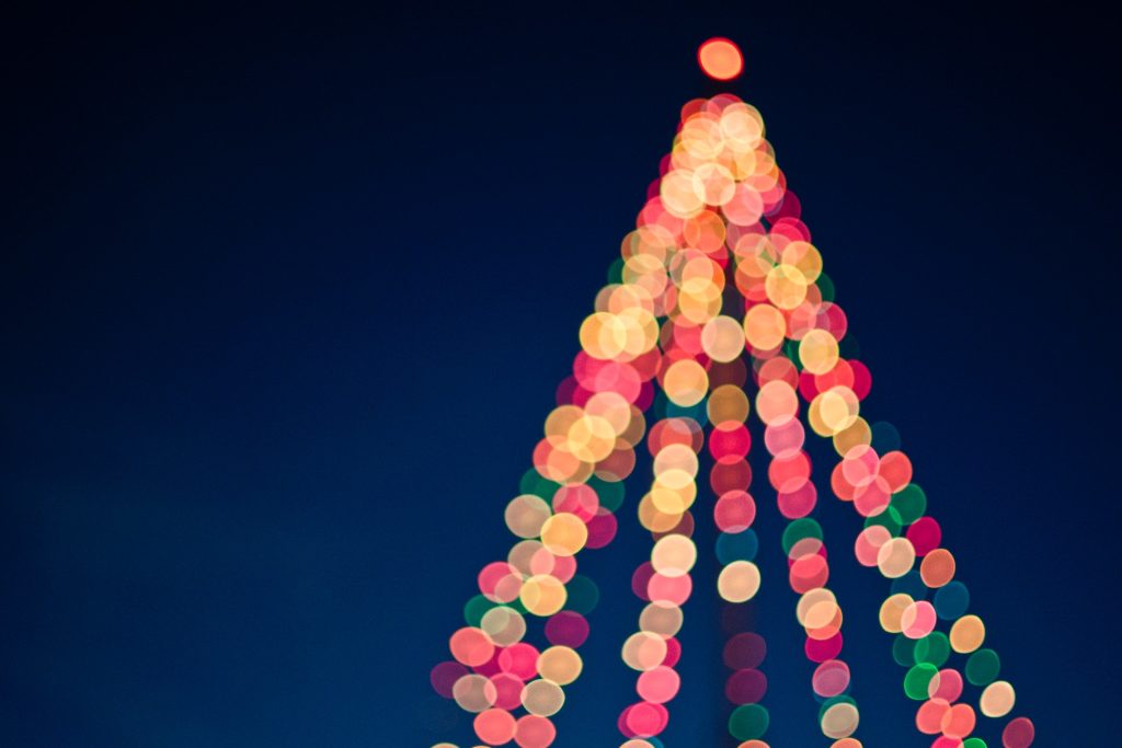 Christmas lights out of focus